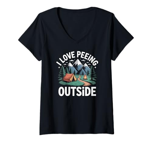Damen Ich Liebe es draußen zu pinkeln, Spaß beim Campen T-Shirt mit V-Ausschnitt Damen Ich Liebe es draußen zu pinkeln, Spaß beim Campen T-Shirt mit V-Ausschnitt von Wilderness Adventure Camper Enthusiasts