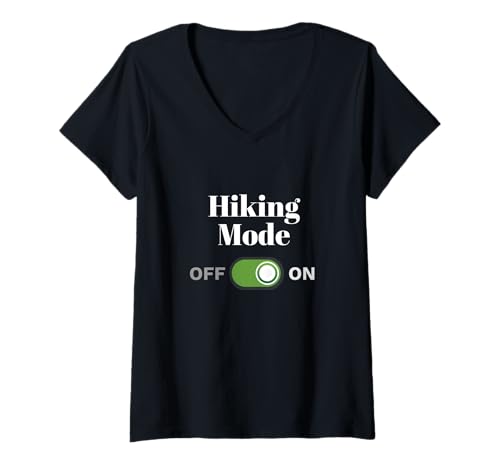 Damen Wandermodus auf Outdoor-Abenteuern Trail Explorer T-Shirt mit V-Ausschnitt Damen Wandermodus auf Outdoor-Abenteuern Trail Explorer T-Shirt mit V-Ausschnitt von Wilderness Trekker Enthusiasts