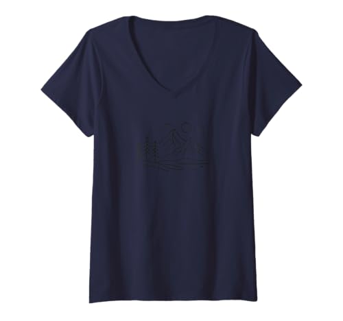 Damen Berge und Bäume T-Shirt mit V-Ausschnitt von Wilderness