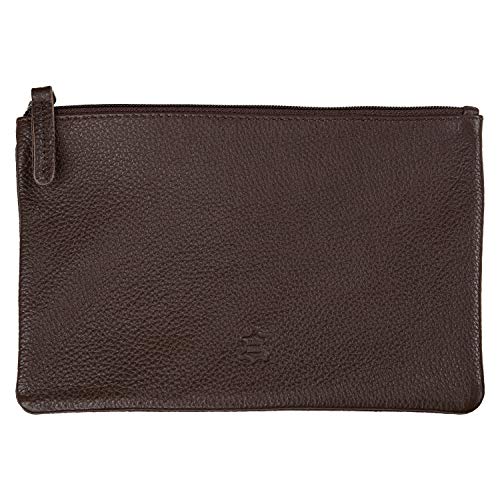 Wildery große Banktasche aus echt Leder Bankmappe mit Reißverschluss Geldmappe in schwarz braun blau (Braun) von Wildery