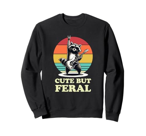 Süß, Aber wild. Lustige Waschbär Retro Rock Gitarre Kinder Sweatshirt Süß, Aber wild. Lustige Waschbär Retro Rock Gitarre Kinder Sweatshirt von Wildes Retro Raccoon -Bekleidung