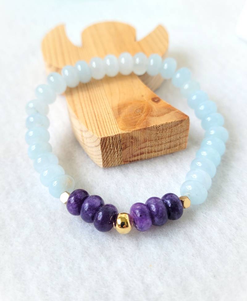 Armband | Meditation Aquamarin Jade Hämatit Armschmuck Stretcharmband Elastisch Lässig Spiritueller Schmuck Yoga Bohostyle Bohoschmuck von WildesHerzHH