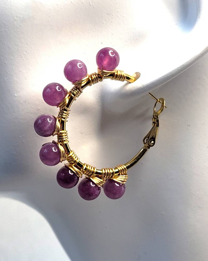 Creolen | Amethyst Lila Violett Edelstahl Vergoldet Ohrhänger Ohrringe Hypoallergen Boho Avantgarde Style Geschenk Festivalschmuck Party Creolen | Amethyst Lila Violett Edelstahl Vergoldet Ohrhänger Ohrringe Hypoallergen Boho Avantgarde Style Geschenk Festivalschmuck Party von WildesHerzHH