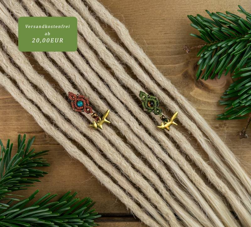 Macrameeperle "Fuchs" Mit Schmuckstein Und Fuchsanhänger - Haarperle Dreadperle Macrameeperle "Fuchs" Mit Schmuckstein Und Fuchsanhänger - Haarperle Dreadperle von WildestAtNature