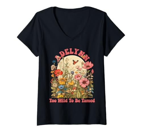 Damen Adelynn Name Cute Retro Girls Wildflower Adelynn Name T-Shirt mit V-Ausschnitt Damen Adelynn Name Cute Retro Girls Wildflower Adelynn Name T-Shirt mit V-Ausschnitt von Wildflower Gift For Women Gift For ADELYNN