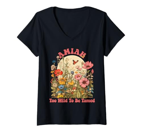 Damen Amiah Name Cute Retro Girls Wildflower Amiah Name T-Shirt mit V-Ausschnitt Damen Amiah Name Cute Retro Girls Wildflower Amiah Name T-Shirt mit V-Ausschnitt von Wildflower Gift For Women Gift For AMIAH