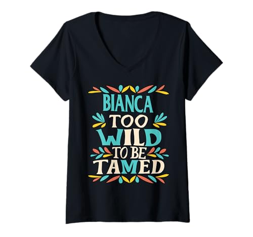 Damen Bianca Name Cute Retro Girls Wildflower Bianca Name T-Shirt mit V-Ausschnitt Damen Bianca Name Cute Retro Girls Wildflower Bianca Name T-Shirt mit V-Ausschnitt von Wildflower Gift For Women Gift For BIANCA