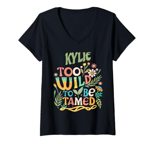 Damen Kylie Name Cute Retro Girls Wildflower Kylie Name T-Shirt mit V-Ausschnitt Damen Kylie Name Cute Retro Girls Wildflower Kylie Name T-Shirt mit V-Ausschnitt von Wildflower Gift For Women Gift For KYLIE