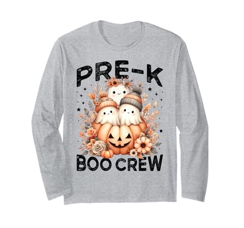 Pre K Boo Crew Teacher Halloween Floral Ghost Kürbis Damen Langarmshirt Pre K Boo Crew Teacher Halloween Floral Ghost Kürbis Damen Langarmshirt von Wildflower PreK Teacher Team Halloween Pre K Kids