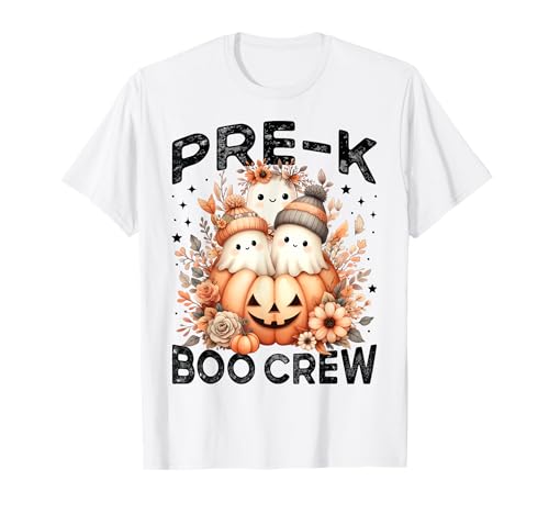 Pre K Boo Crew Teacher Halloween Floral Ghost Kürbis Damen T-Shirt Pre K Boo Crew Teacher Halloween Floral Ghost Kürbis Damen T-Shirt von Wildflower PreK Teacher Team Halloween Pre K Kids