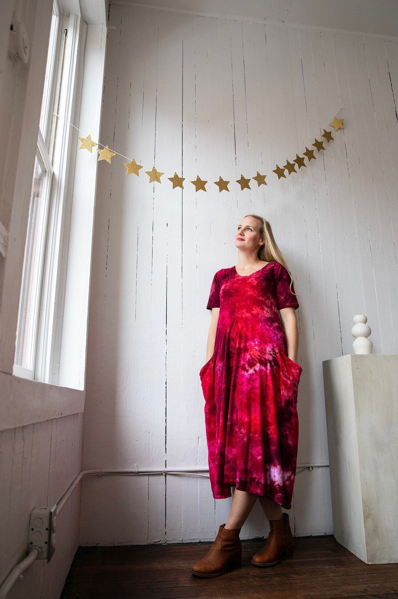 strawberry Moon Dress - Slouchy Boho Kleid Baumwolle Taschen von Wildflowerdyes