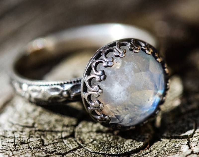 Mondstein Ring Regenbogen 10 Mm Stein Massives Sterling Silber Blumen Band Facettierter Stein Jeder Größe Mondstein Ring Regenbogen 10 Mm Stein Massives Sterling Silber Blumen Band Facettierter Stein Jeder Größe von WildflowyrSpirit