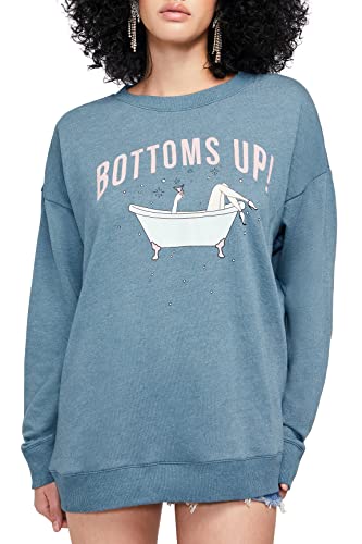 Wildfox Damen Roadtrip Pullover Sweatshirt, Lead, XL von Wildfox