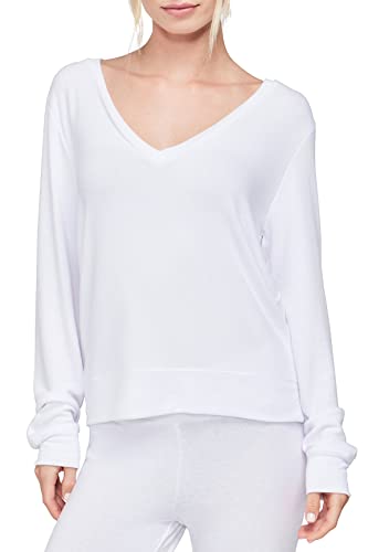 Wildfox Damen Tiefer V-Ausschnitt Baggy Beach Sweatshirt, Reines Weiß, 46 von Wildfox