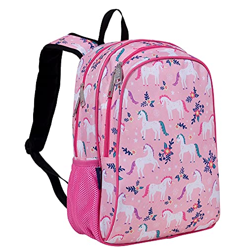 Wildkin Kinderrucksack 38.1 cm für Jungen und Mädchen, perfekte Größe für Schule und Reisen, olivfarbene Kinder, BPA-frei (magische Einhörner) von Wildkin