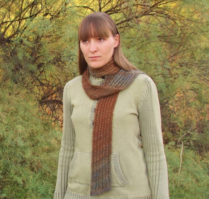 Handgesponnen, Handgestrickt Wolle Schal. Braun Und Blau Lace-Tuch. Weich. Ooak von Wildknits