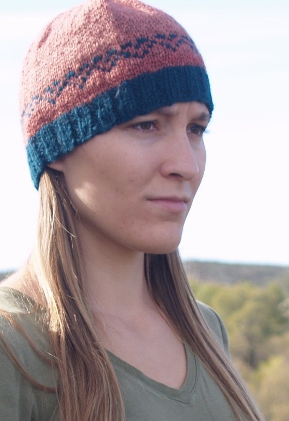 Handgesponnene, Handgestrickte Wollmütze. Pink/Grün Herzen. Valentines Cap. Weiche Mütze. Ooak von Wildknits