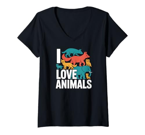 Damen Ich Liebe Tiere, Fürsprecher für mitfühlende Kreaturen T-Shirt mit V-Ausschnitt Damen Ich Liebe Tiere, Fürsprecher für mitfühlende Kreaturen T-Shirt mit V-Ausschnitt von Wildlife Appreciation Enthusiast Collective