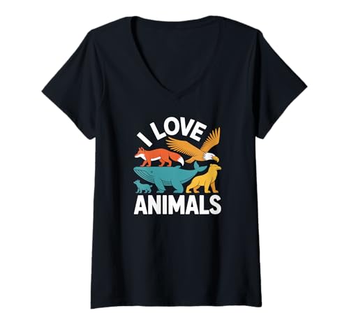 Damen Ich Liebe Tiere, Natur, Tierwelt, Leidenschaft T-Shirt mit V-Ausschnitt Damen Ich Liebe Tiere, Natur, Tierwelt, Leidenschaft T-Shirt mit V-Ausschnitt von Wildlife Enthusiast Animal Lovers