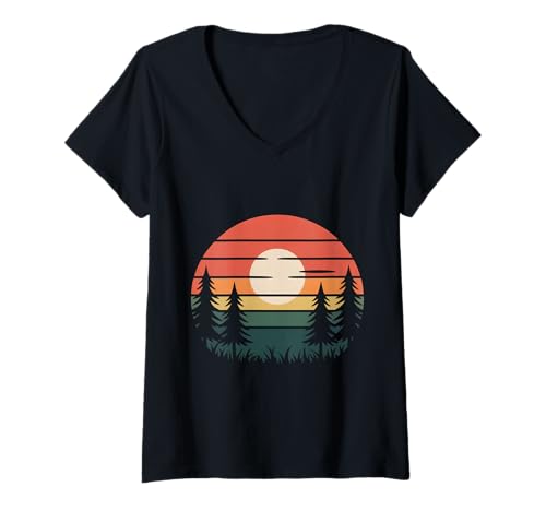 Damen Bäume Wildlife Natur Vintage Wald T-Shirt mit V-Ausschnitt Damen Bäume Wildlife Natur Vintage Wald T-Shirt mit V-Ausschnitt von Wildlife Trees Nature