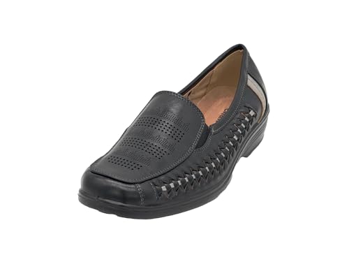Wildora® Damen Casual Slip-on Loafer Bequeme Flache Schuhe im Mokassin Stil (Schwarz-Grau, 37) von Wildora