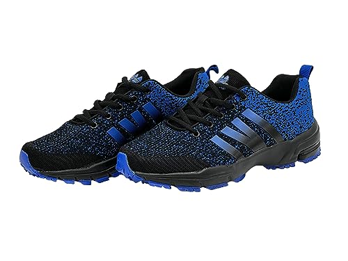 Wildora® Damen Herren Laufschuhe Sportschuhe Sneaker Freizeit Outdoor Schuhe inkl. Übergröße(Schwarz-Königsblau,43) von Wildora