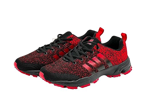 Wildora® Damen Herren Laufschuhe Sportschuhe Sneaker Freizeit Outdoor Schuhe inkl. Übergröße(Schwarz-Rot,43) von Wildora