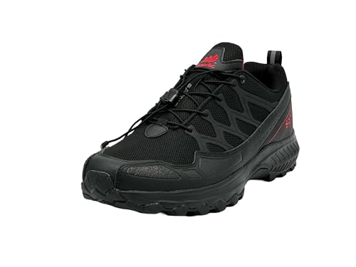 Wildora® Damen Herren Wanderschuhe atmungsaktive Trekkingschuhe (Schwarz-Rot,44) von Wildora