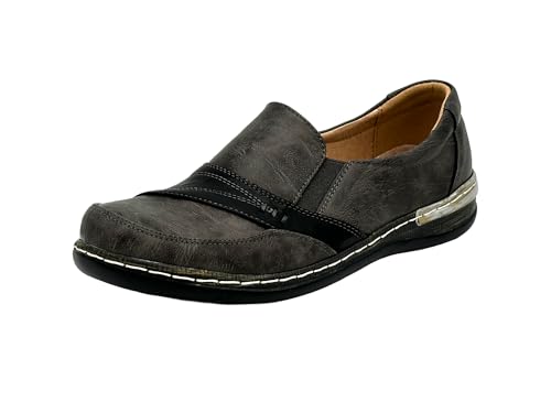 Wildora® Damen Mokassins Slipper Slip on Loafer atmungsaktive Halbschuhe (Grau, 40) von Wildora