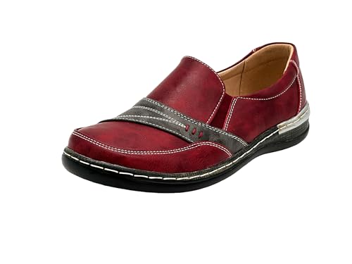 Wildora® Damen Mokassins Slipper Slip on Loafer atmungsaktive Halbschuhe (Rot, 38) von Wildora