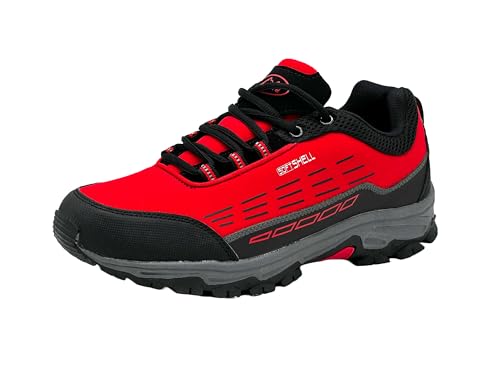 Wildora® Herren Damen Wanderschuhe Outdoor Trekkingschuhe Sportschuhe Sneaker Freizeit (Rot-Schwarz,37) von Wildora