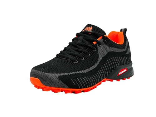 Wildora® Herren Neon Turnschuhe Sneaker Sportschuhe Boots (Schwarz-Dunkelgrau-Orange,42) von Wildora