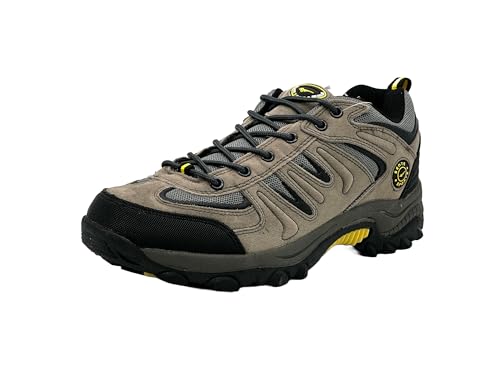 Wildora® Herren Wanderschuhe atmungsaktive Trekkingschuhe rutschfeste Outdoor Schuhe (Dunkelgrau-Gelb,42) von Wildora