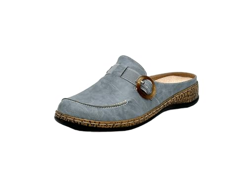 Wildora® Leichte Damen Clogs Komfortable Hausschuhe Atmungsaktive Pantoletten mit Modernem Design (Hellblau,40) von Wildora