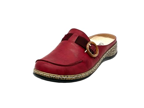 Wildora® Leichte Damen Clogs Komfortable Hausschuhe Atmungsaktive Pantoletten mit Modernem Design (Rot,36) von Wildora