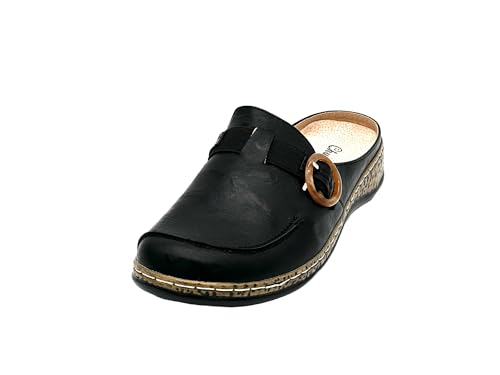 Wildora® Leichte Damen Clogs Komfortable Hausschuhe Atmungsaktive Pantoletten mit Modernem Design (Schwarz,37) von Wildora