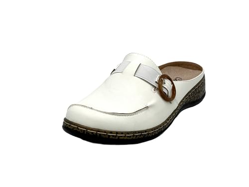 Wildora® Leichte Damen Clogs Komfortable Hausschuhe Atmungsaktive Pantoletten mit Modernem Design (Weiß,37) von Wildora