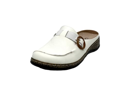 Wildora® Leichte Damen Clogs Komfortable Hausschuhe Atmungsaktive Pantoletten mit Modernem Design (Weiß,39) von Wildora