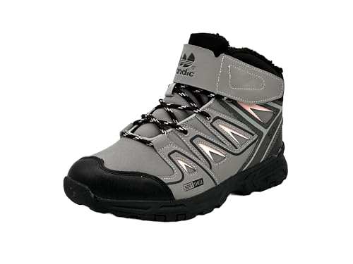 Wildora®Damen Herren Winterstiefel warm gefütterte Softshell Wanderschuhe (Grau-Fuchsia,40) von Wildora