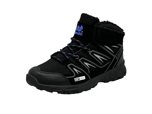 Wildora®Damen Herren Winterstiefel warm gefütterte Softshell Wanderschuhe (Schwarz-Blau,42) von Wildora