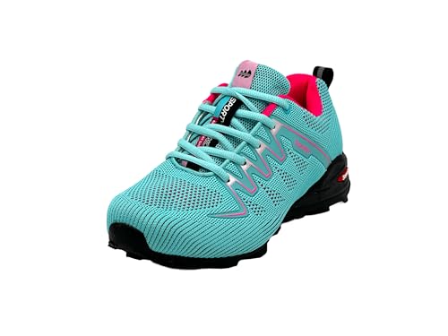 Wildora Damen Herren Bequeme Freizeitschuhe Sport Sneakers Leichte Lauf Hallenschuhe (Blau-Fuchsia,39) von Wildora