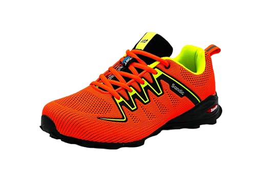 Wildora Damen Herren Bequeme Freizeitschuhe Sport Sneakers Leichte Lauf Hallenschuhe (Orange-Schwarz-Grün,43) von Wildora