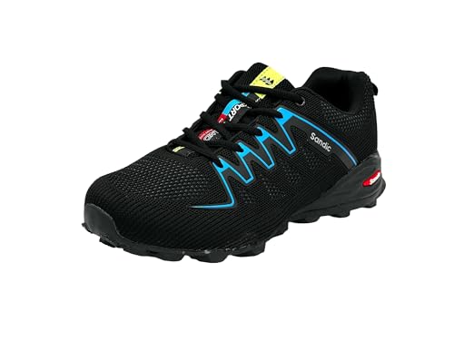 Wildora Damen Herren Bequeme Freizeitschuhe Sport Sneakers Leichte Lauf Hallenschuhe (Schwarz-Königsblau,46) von Wildora