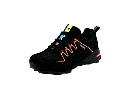 Wildora Damen Herren Bequeme Freizeitschuhe Sport Sneakers Leichte Lauf Hallenschuhe (Schwarz-Orange,39) von Wildora