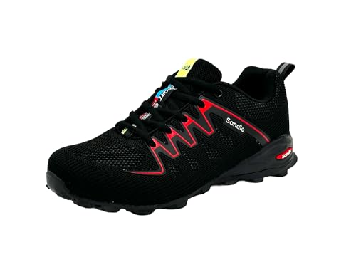 Wildora Damen Herren Bequeme Freizeitschuhe Sport Sneakers Leichte Lauf Hallenschuhe (Schwarz-Rot,40) von Wildora