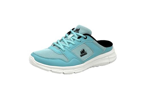 Wildora Damen Herren Hausschuhe atmungsaktive Clogs leichte Pantoffeln (Blau-Schwarz, 36) von Wildora