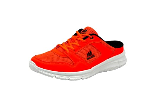 Wildora Damen Herren Hausschuhe atmungsaktive Clogs leichte Pantoffeln (Orange-Schwarz, 45) von Wildora