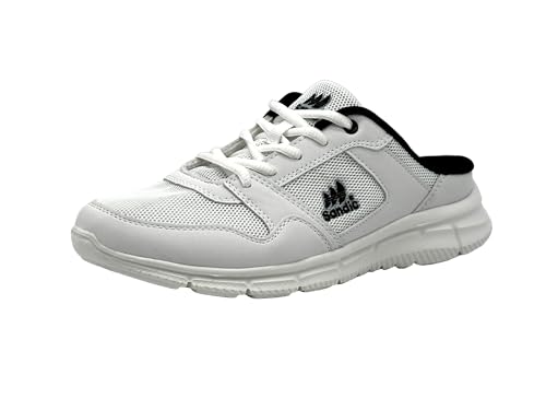 Wildora Damen Herren Hausschuhe atmungsaktive Clogs leichte Pantoffeln (Weiß-Schwarz, 38) von Wildora