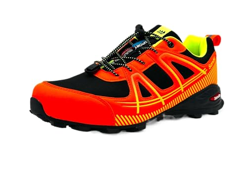 Wildora Damen Herren Wanderschuhe – Atmungsaktive Trekkingschuhe mit Rutschfester Sohle – Leichte Outdoor Schuhe für Wandern & Trailrunning (Orange-Schwarz-Grün,39) von Wildora