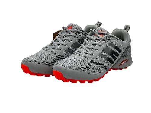 Wildora Damen Herren Wanderschuhe Bequeme Trail Running Trekkingschuhe (Grau-Dunkelgrau-Orange,44) von Wildora